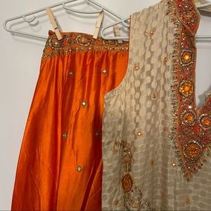Orange Salwar Kameez Indian 3-Piece Set – Punjab/Pakistan Style